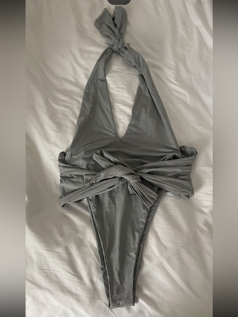 Riot Swim Grey Halter Wrap One-Piece